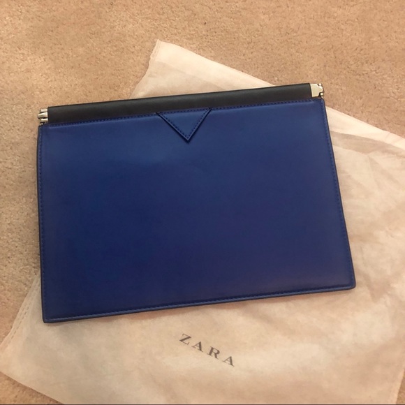 NEW Zara Blue Envelope Clutch - Picture 3 of 8